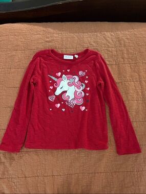 Place Red Girls' Unicorn Heart Long-Sleeve Top